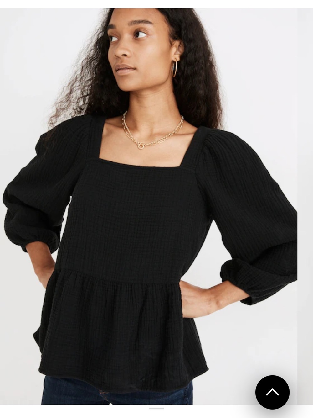 Madewell Lightspun Millbrook Puff-Sleeve
Peplum Top black size XS
